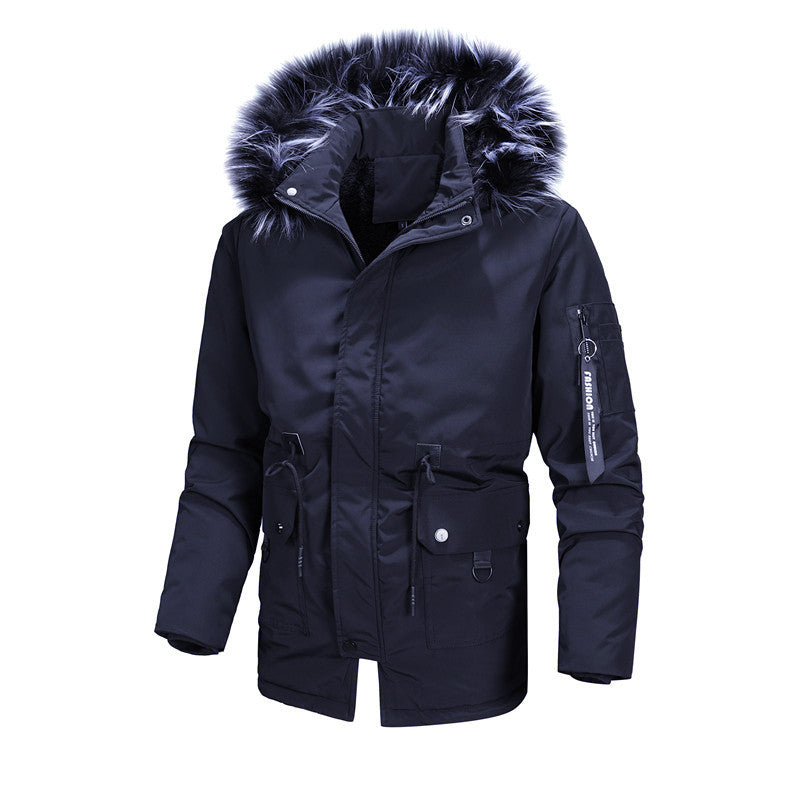 Herren Urbaner Thermo-Parka mit Kunstfellkapuze, Multifunktionstaschen und Taillenregulierung Nord Taschen