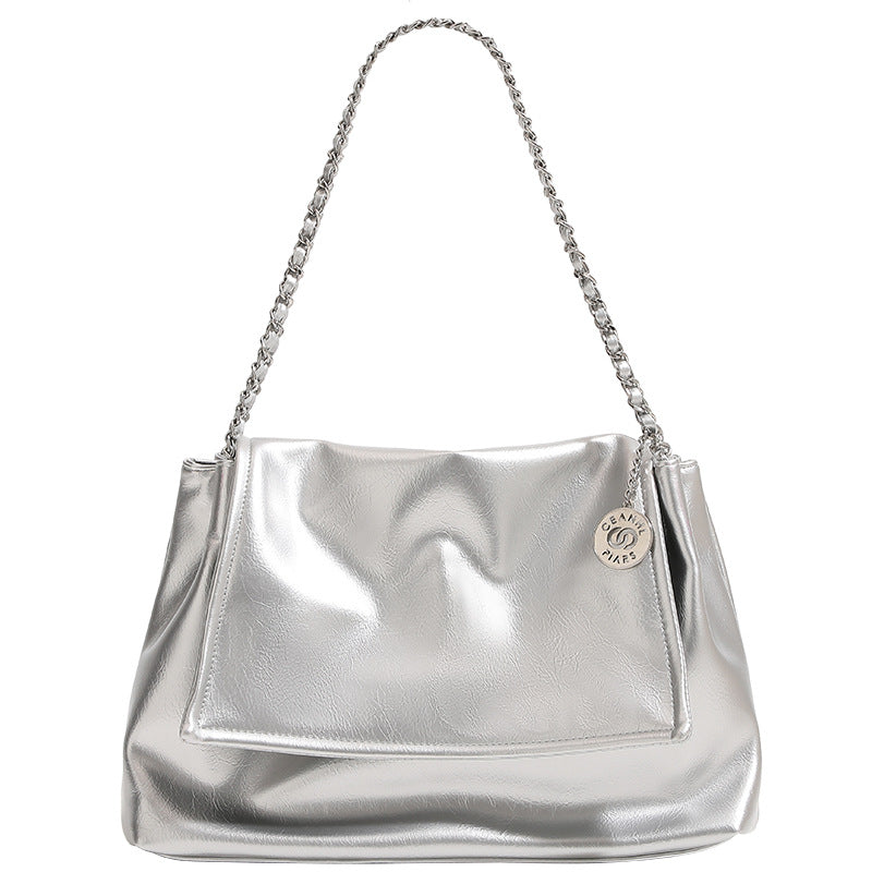 Damen Tasche mit luxuriösem Metallic-Finish und dekorativem Kettenriemen Nord Taschen
