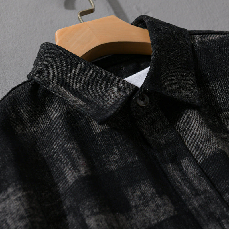 Herren Strukturiertes Hemdjacke-Overshirt aus Baumwollmischung mit geometrischem Print Nord Taschen