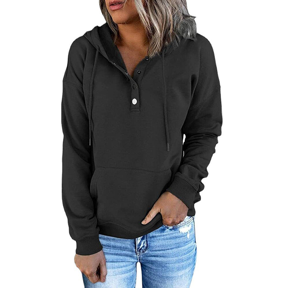 Damen Kapuzenpullover mit Knopfdetails und weichem Fleece-Material
