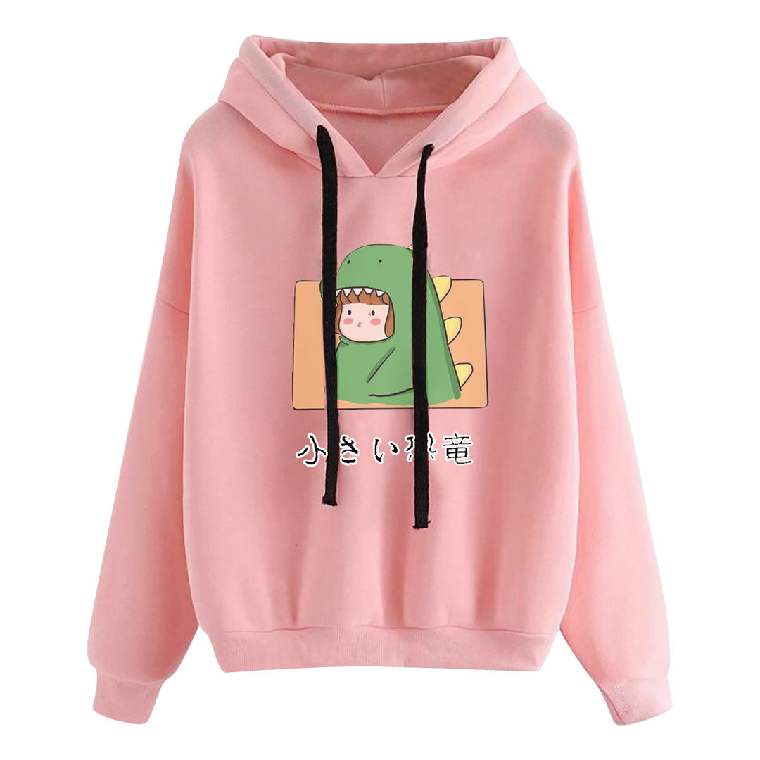Damen nan kurz geschnittener Cropped-Kapuzenpullover mit niedlicher Frosch-Illustration und verstellbarer Kapuze Nord Taschen