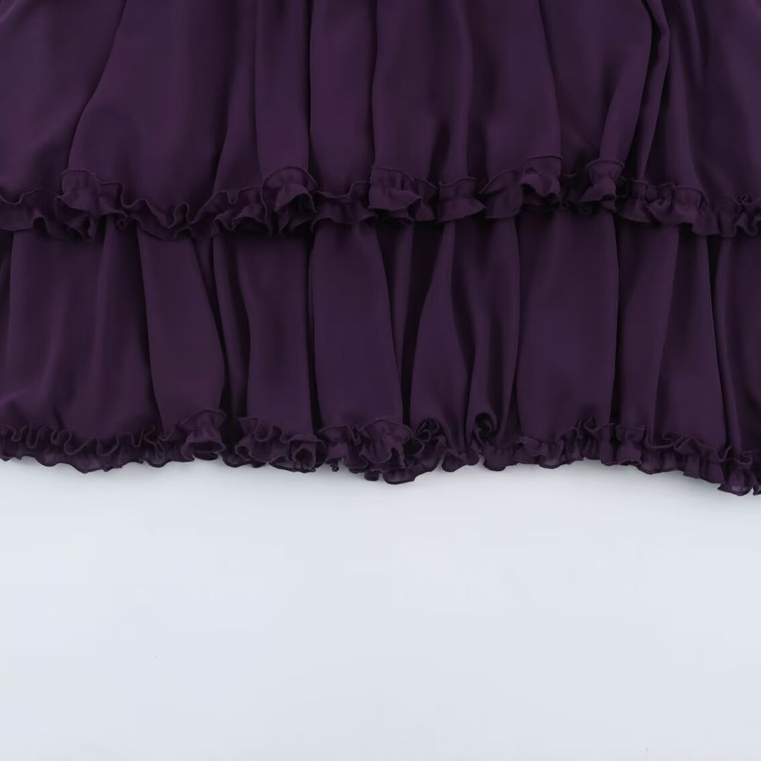 Damen Stufenvolant-Maxikleid mit Raffung in der Taille und Puffärmeln Nord Taschen