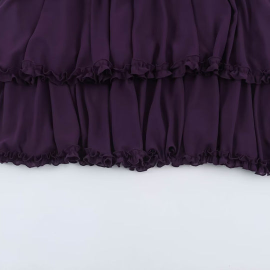 Damen Stufenvolant-Maxikleid mit Raffung in der Taille und Puffärmeln Nord Taschen