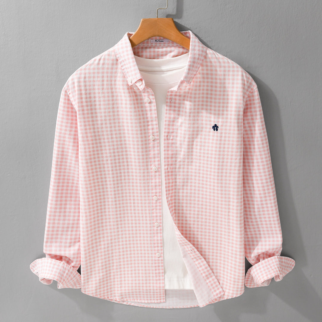 Herren Kariertes Baumwollhemd mit Button-Down-Kragen und relaxed Fit Nord Taschen