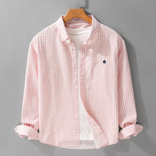 Herren Kariertes Baumwollhemd mit Button-Down-Kragen und relaxed Fit Nord Taschen