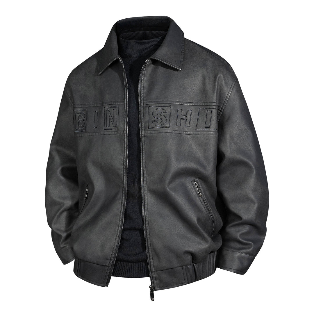 Herren Veloursleder-Optik Bomberjacke mit aufgesetztem Logo und Reißverschluss Nord Taschen