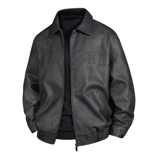 Herren Veloursleder-Optik Bomberjacke mit aufgesetztem Logo und Reißverschluss Nord Taschen