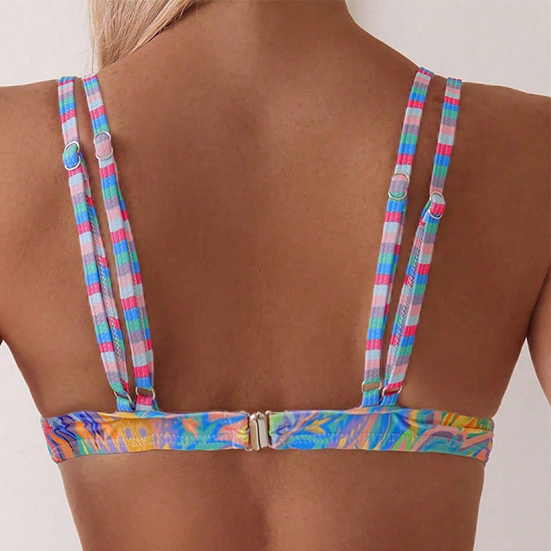 Damen Triangel-Bikinioberteil mit floralem Muster und kontrastierenden Trägern Nord Taschen