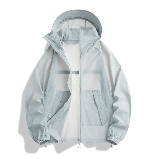 Herren Leichte wind- und wasserabweisende Kapuzen-Übergangsjacke mit verstellbarer Saumzug und Zwei-Wege-Reißverschluss Nord Taschen