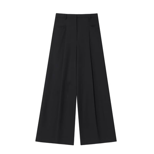 Damen Weite Hochtaillierte Bundfaltenhose mit Bügelfalte und weitem Bein Nord Taschen