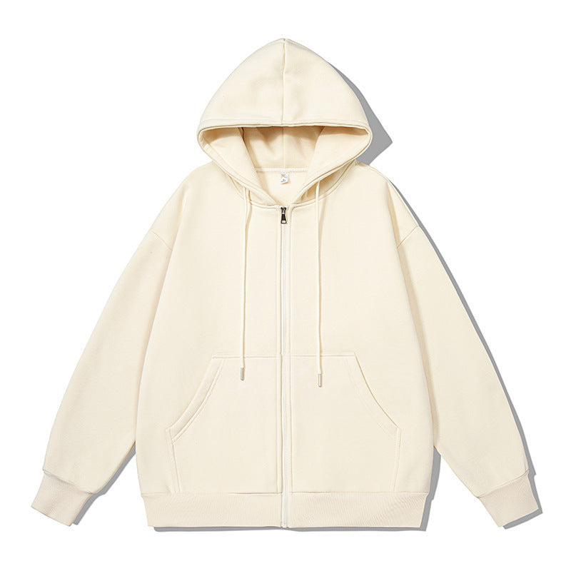 Unisex nan oversized Kapuzenjacke mit ausladendem Schulterschnitt, durchgehendem Reißverschluss und French-Terry Nord Taschen