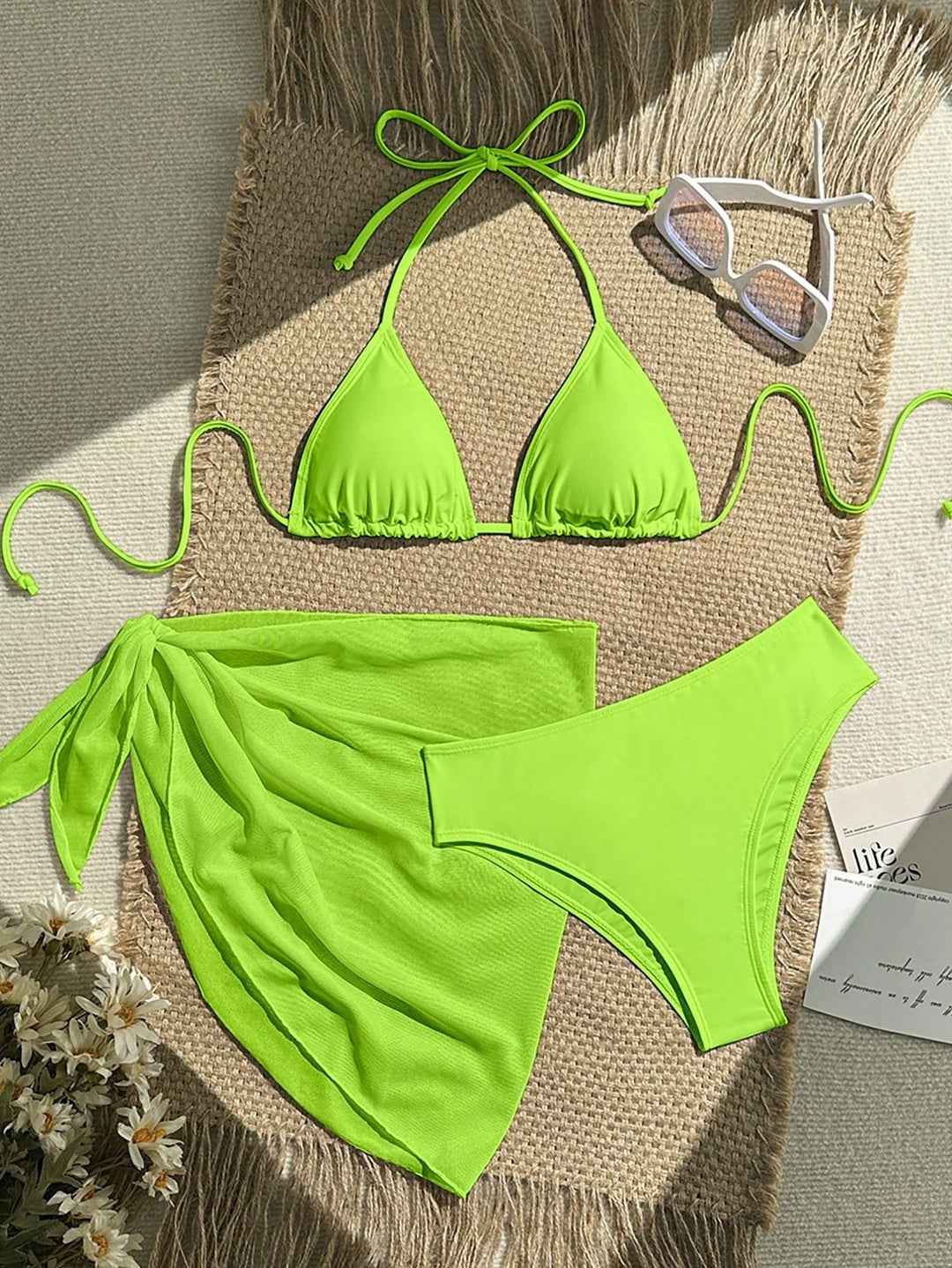 Damen Triangel-Bikini mit Wickeltuch und verstellbaren Trägern