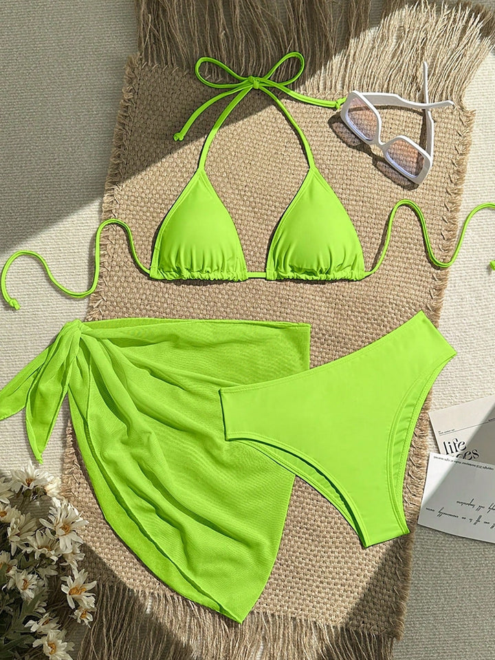 Damen Triangel-Bikini mit Wickeltuch und verstellbaren Trägern