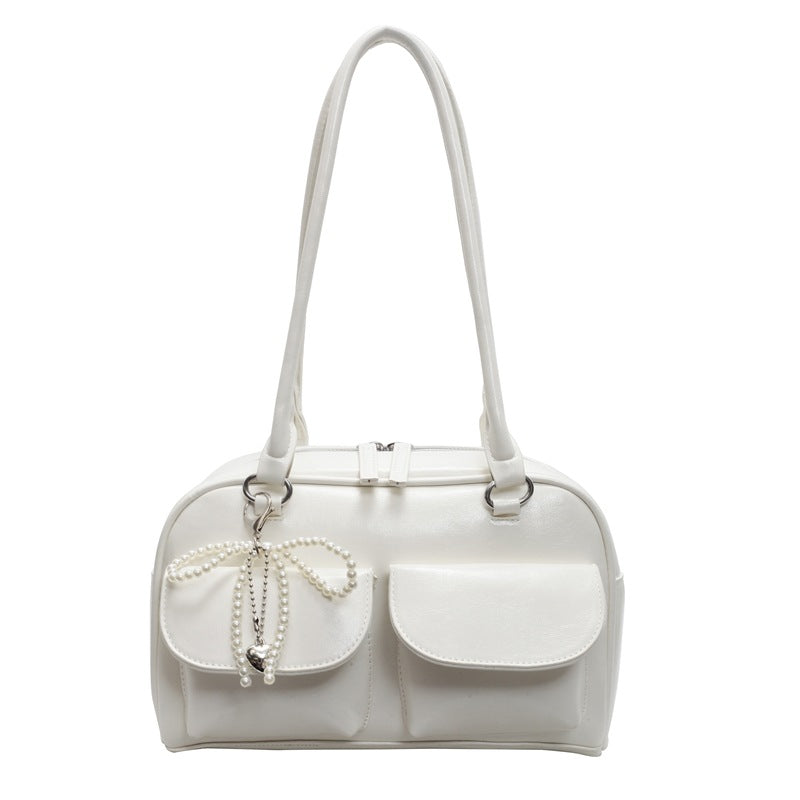 Damen modische Handtasche mit perlenbesetztem Anhänger und praktischen Fächern Nord Taschen