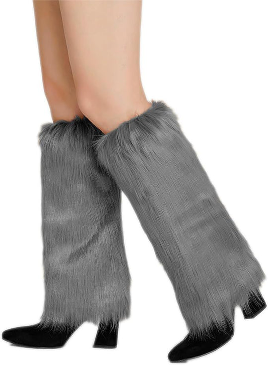 Damen lange Kunstfell‑Beinwärmer mit Shaggy‑Optik und elastischem Bund Nord Taschen