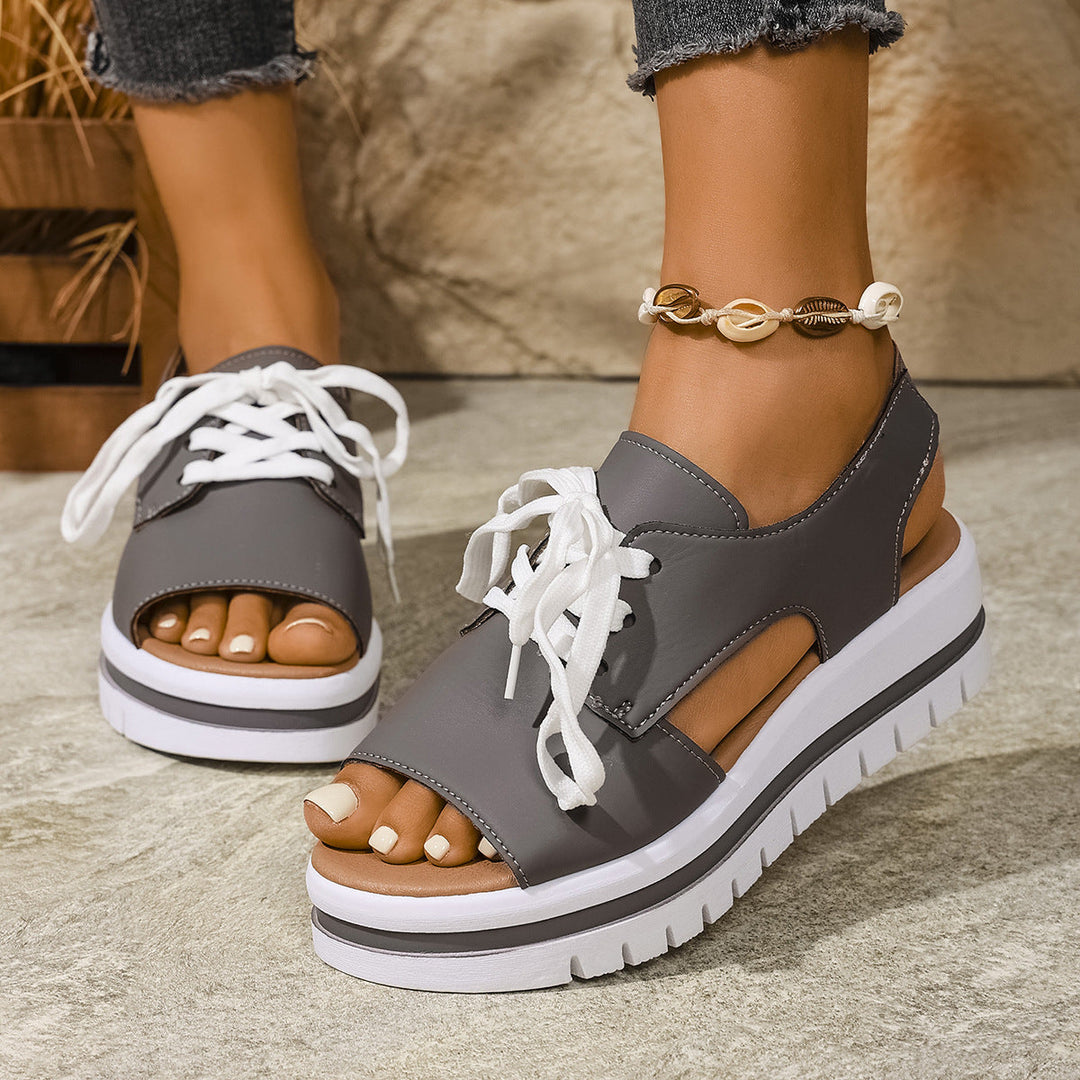 Damen Sneaker-Sandaletten mit offener Zehe und praktischen Schnürsenkeln Nord Taschen