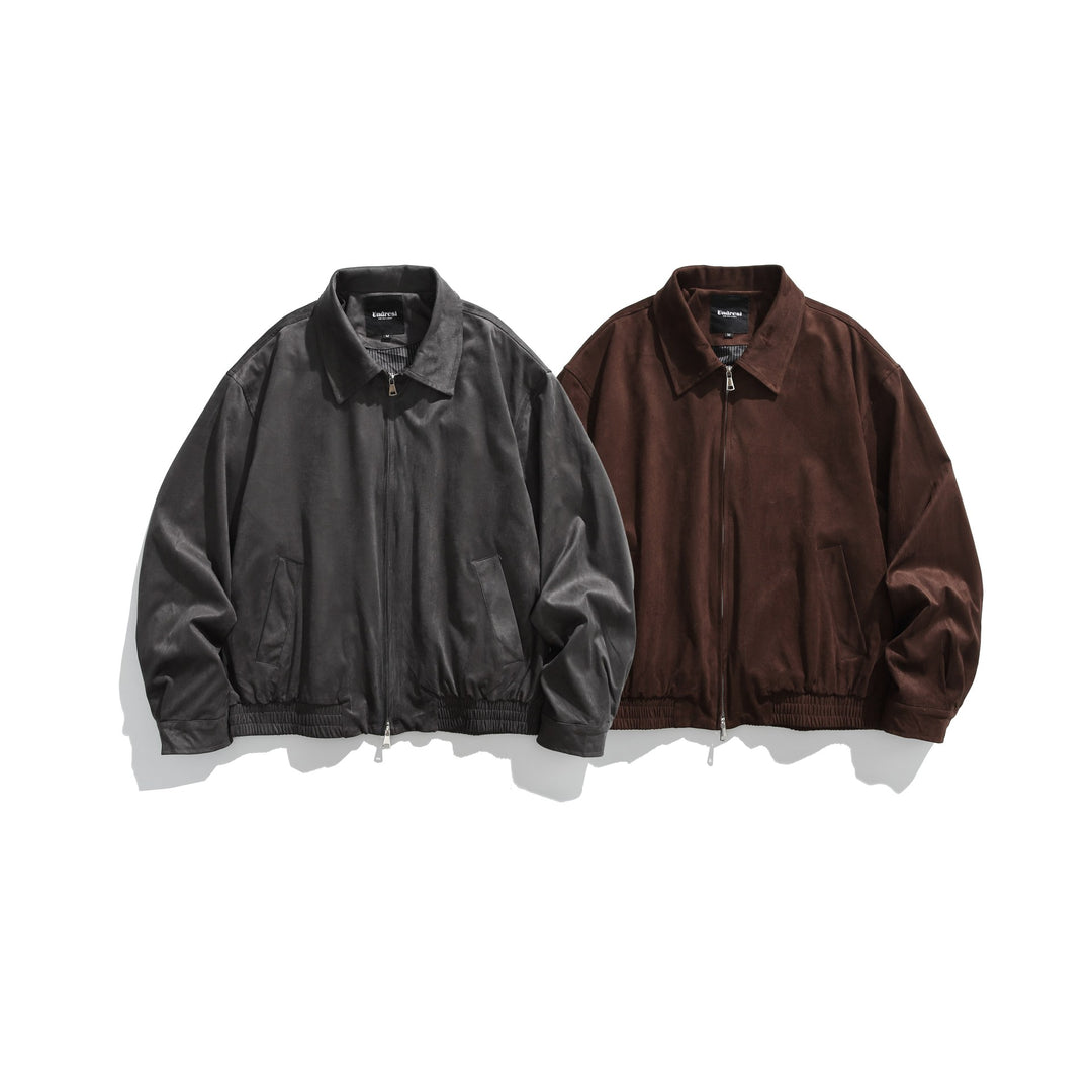 Herren Kurz geschnittener Velours‑Blouson mit Hemdkragen, Zweiwege‑Reißverschluss und elastischem Saum Nord Taschen