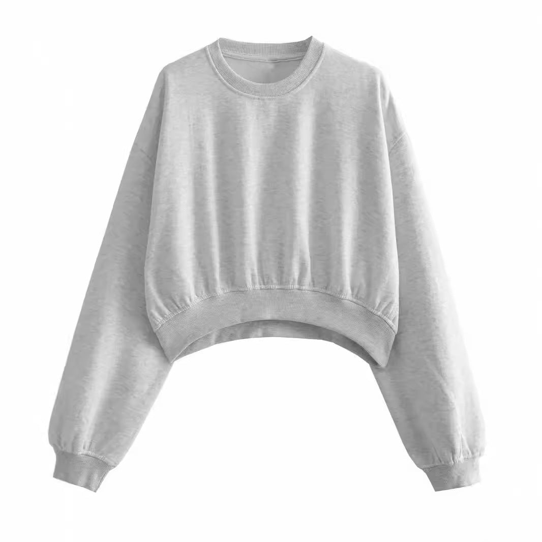 Damen Kurzes Oversize‑Sweatshirt mit gerafftem Saum und Ballonärmeln Nord Taschen