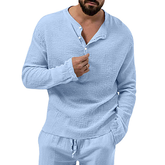 Herren Langarmshirt mit Knopfleiste Nord Taschen