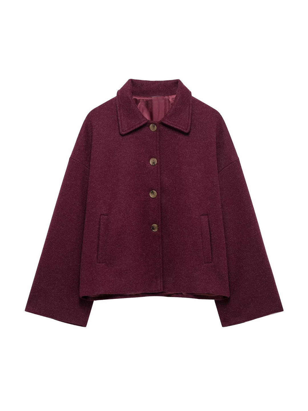 Damen Oversize Wollmix Jacke mit großen Zierknöpfen und breiten Manschetten Nord Taschen