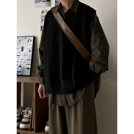 Herren Modischer Grobstrickpullover ohne Ärmel Nord Taschen