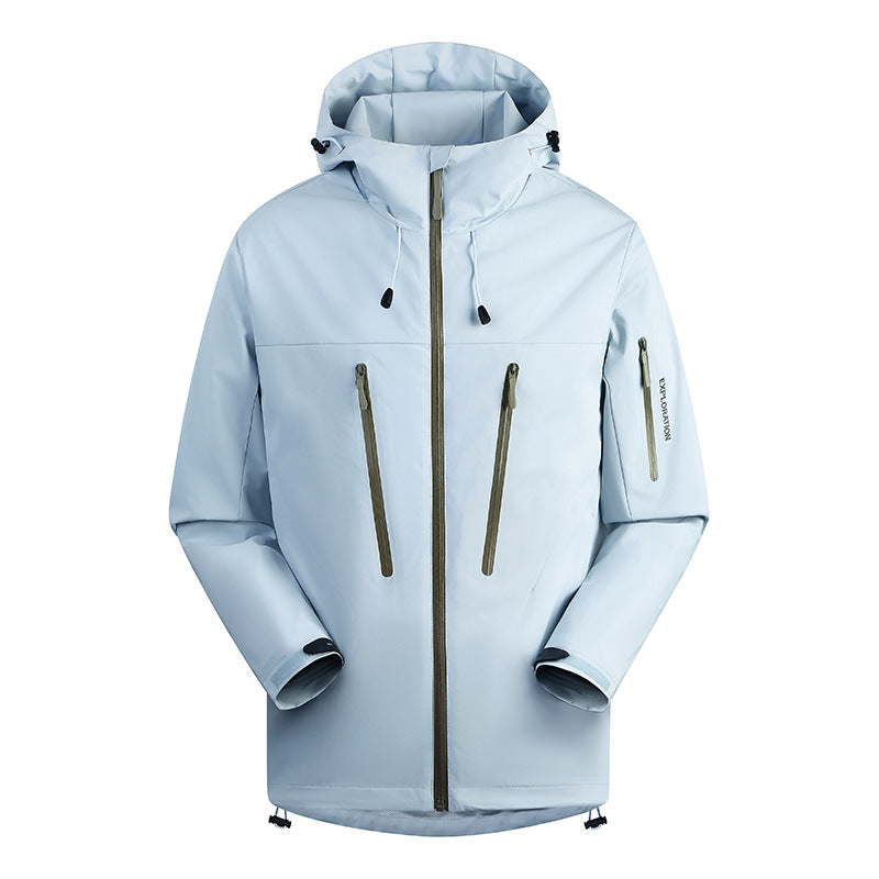 Herren Dreilagige atmungsaktive Hardshell-Outdoorjacke mit Kapuze und verschweißten Nähten Nord Taschen