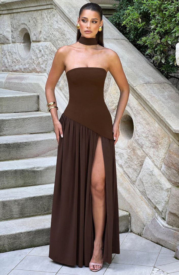 Damen Hochwertiges Abendkleid mit asymmetrischem Schnitt und elegantem Schlitz