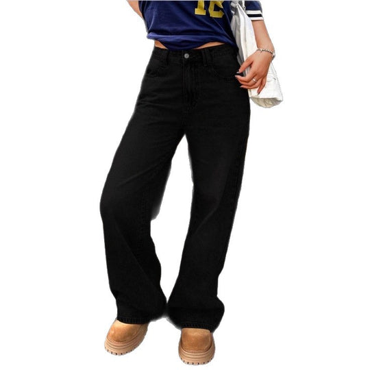 Damen High-Waist Weite Denim‑Hose mit Palazzo‑Schnitt Nord Taschen