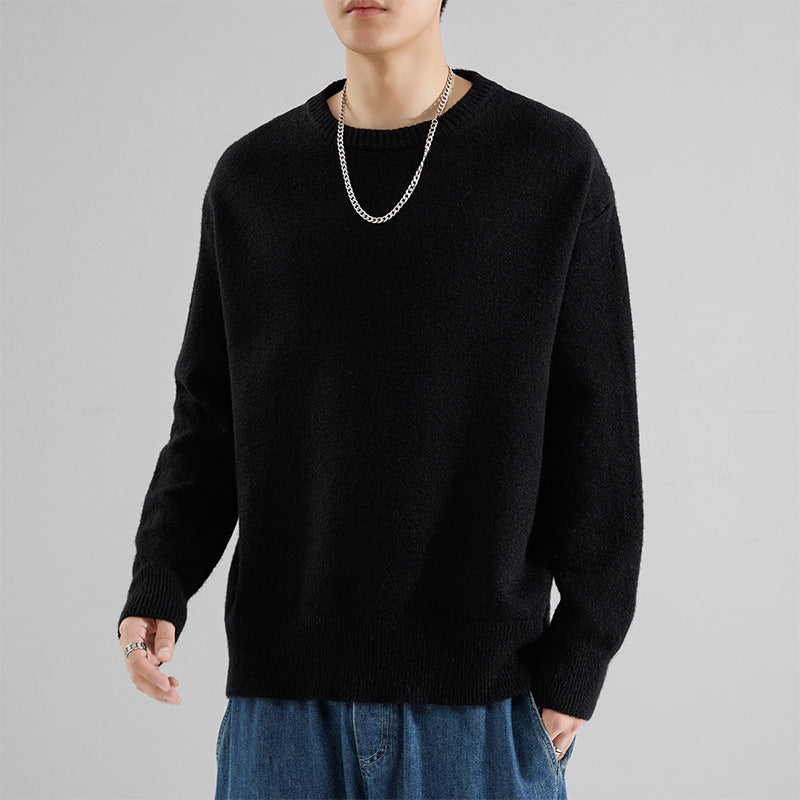 Herren Oversize Rundhalspullover aus weichem Feinstrick Nord Taschen