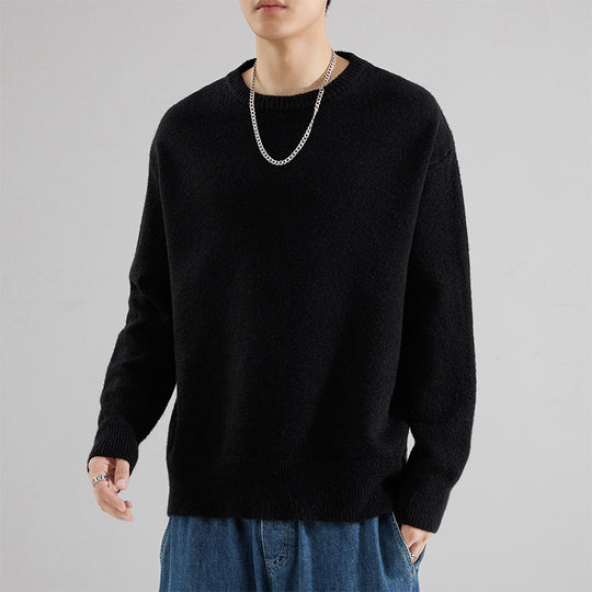 Herren Oversize Rundhalspullover aus weichem Feinstrick Nord Taschen