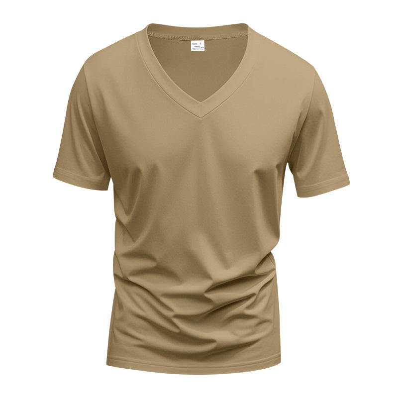 Herren nan V-Ausschnitt-T-Shirt aus Stretchbaumwolle mit ergonomischem Schulterschnitt und flachem Saum
