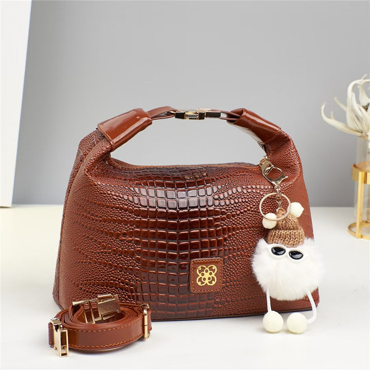 Damen Handtasche mit strukturiertem Krokodilleder und abnehmbarem Tragegurt Nord Taschen