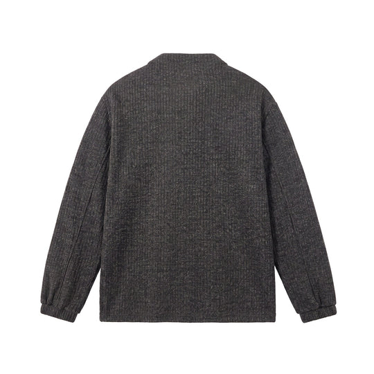 Herren Rippstruktur-Henley-Pullover mit Stehkragen und Knopfleiste Nord Taschen