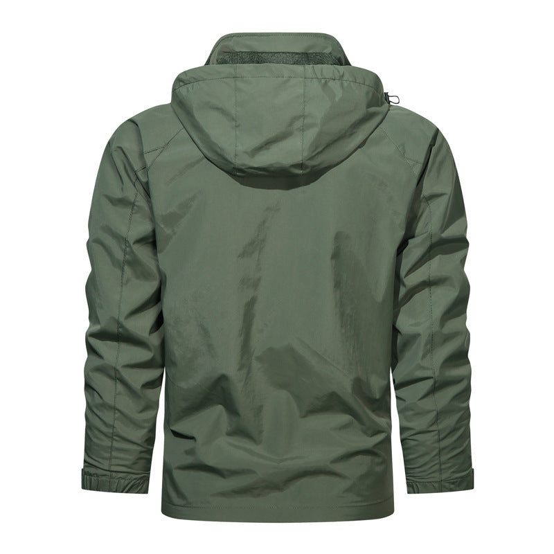 Herren  leichte wasserabweisende Übergangsjacke mit Kapuze und funktionalen Reißverschlusstaschen Nord Taschen