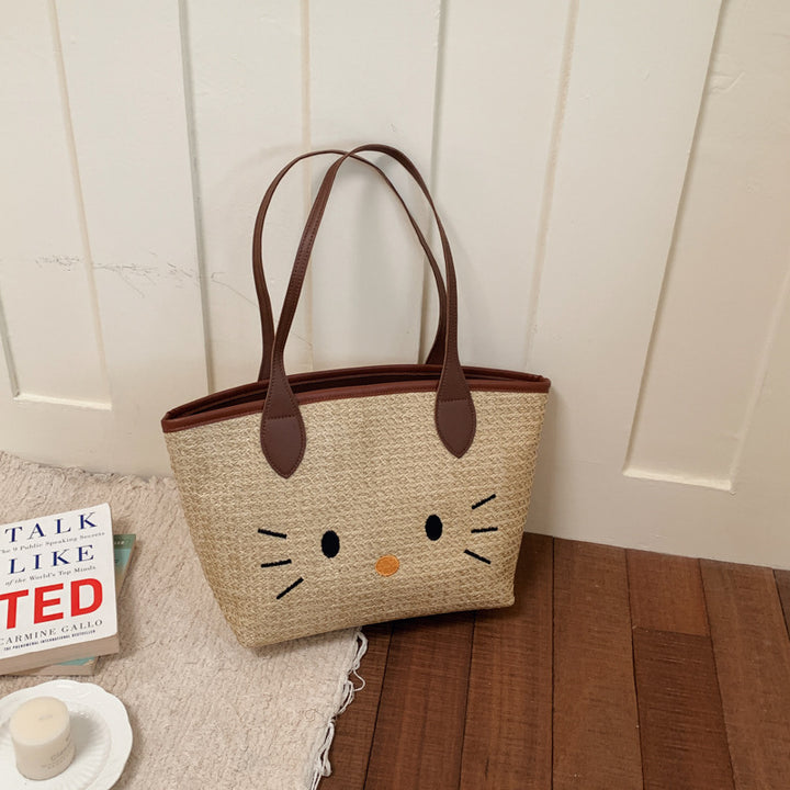Damen stilvolle Basttasche mit süßem Tiermotiv Nord Taschen