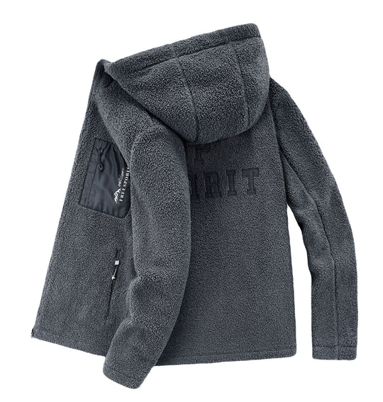 Herren Teddyfleece Kapuzenjacke mit Nylon-Brusttasche und Zwei‑Wege‑Reißverschluss Nord Taschen