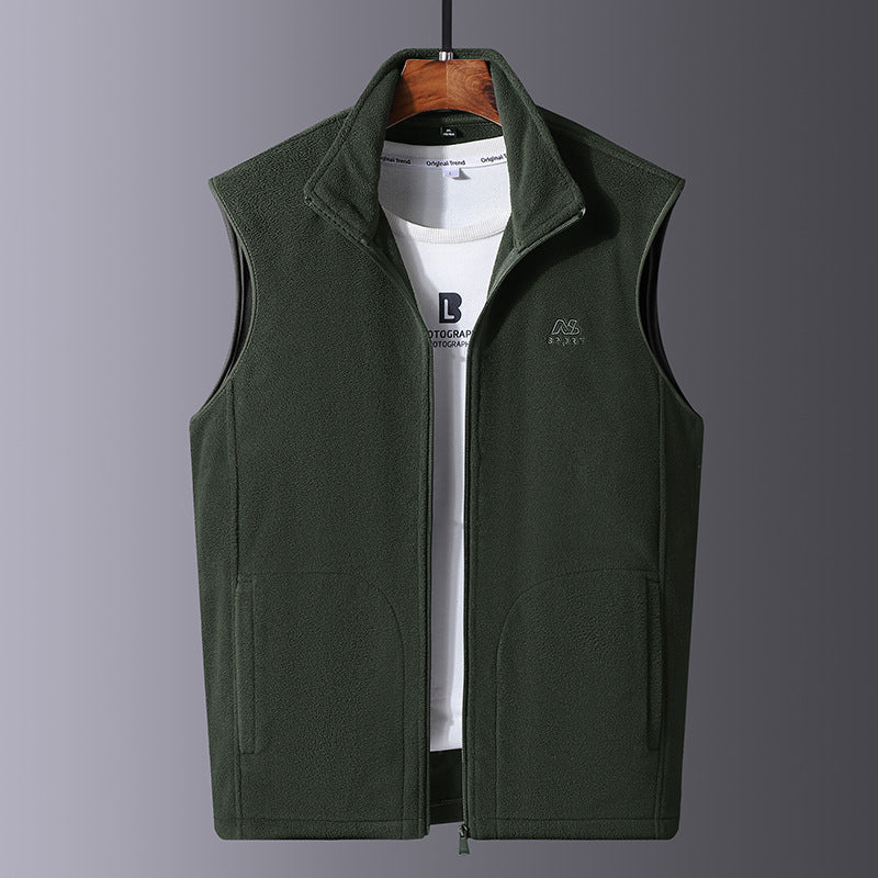 Herren Leichte Microfleece-Outdoorweste mit hochschließendem Stehkragen und verdecktem Reißverschluss Nord Taschen