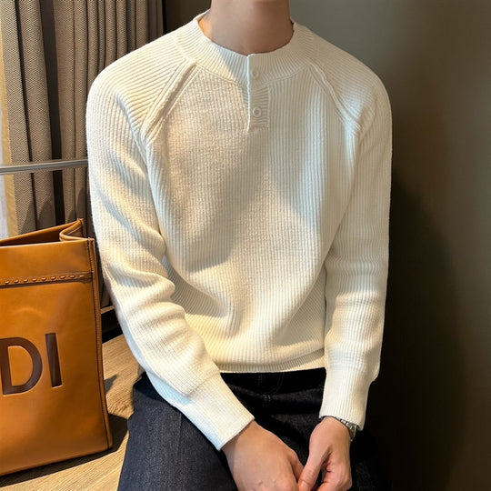 Herren Feinstrick-Henley-Pullover mit Raglanärmeln und feiner Rippstruktur Nord Taschen