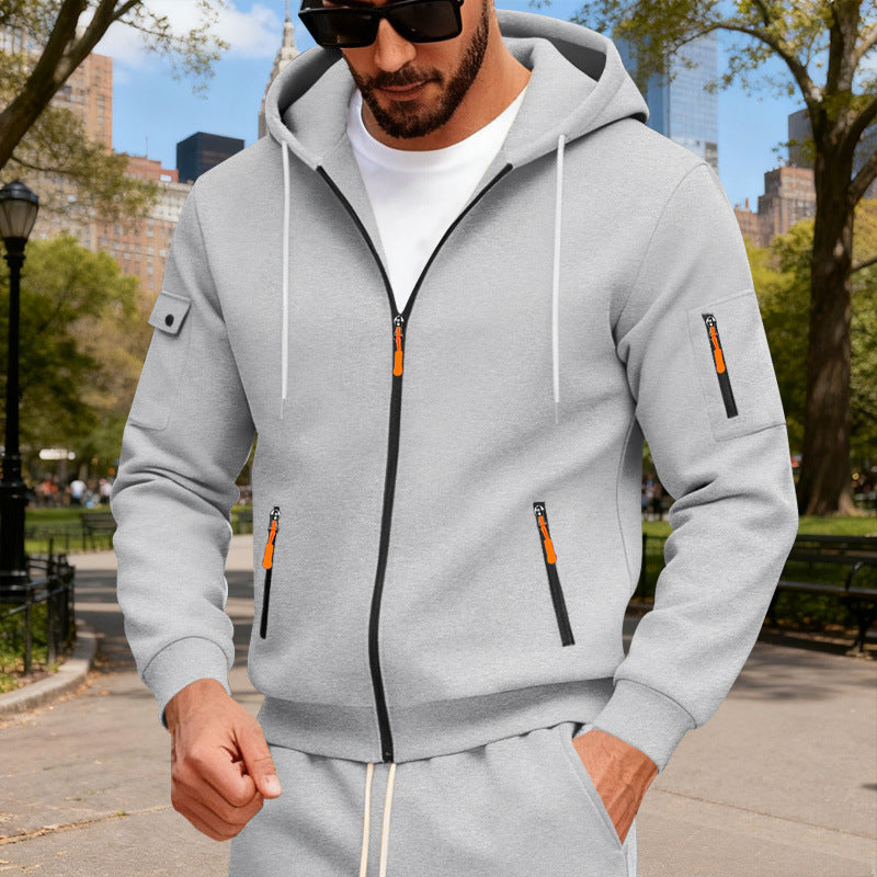 Herren Sportliche Zip-Hoodie mit Innovativen Reißverschlusstaschen