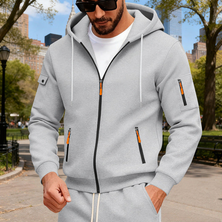 Herren Sportliche Zip-Hoodie mit Innovativen Reißverschlusstaschen