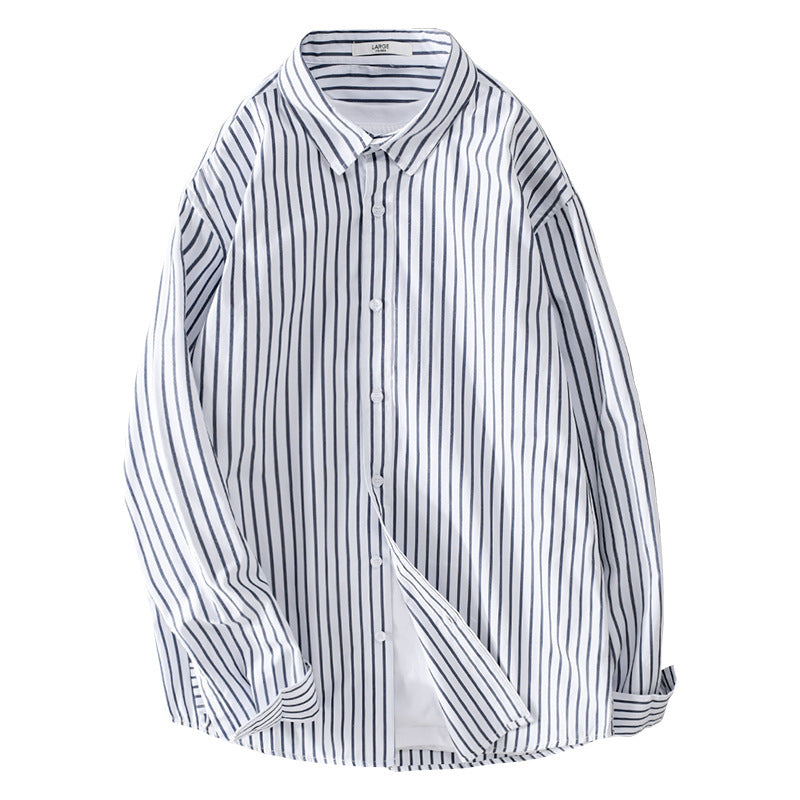 Herren Gestreiftes Oversize-Hemd aus leichter Baumwollmischung mit Kentkragen Nord Taschen