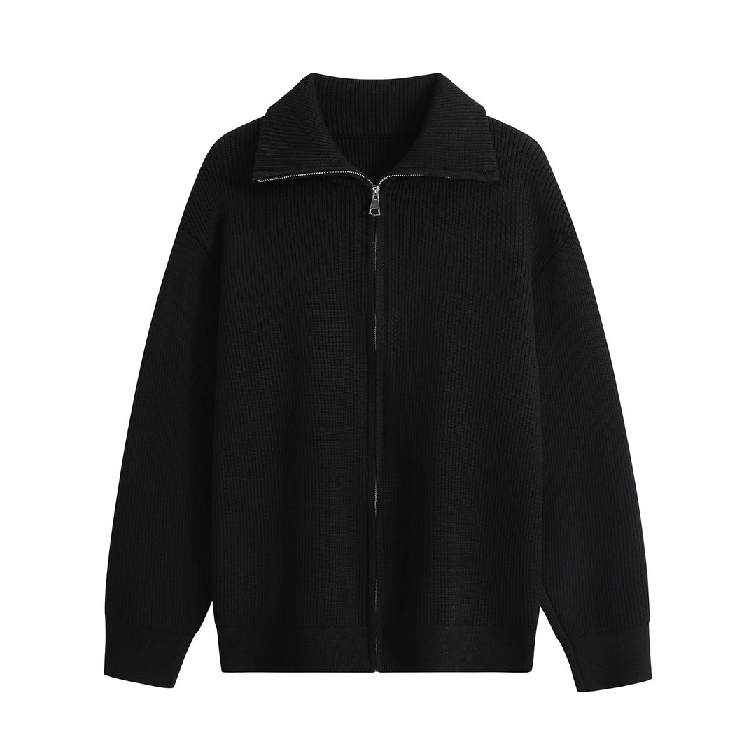 Herren Strick-Zipjacke mit Stehkragen, gerippter Struktur und Oversized-Schnitt Nord Taschen