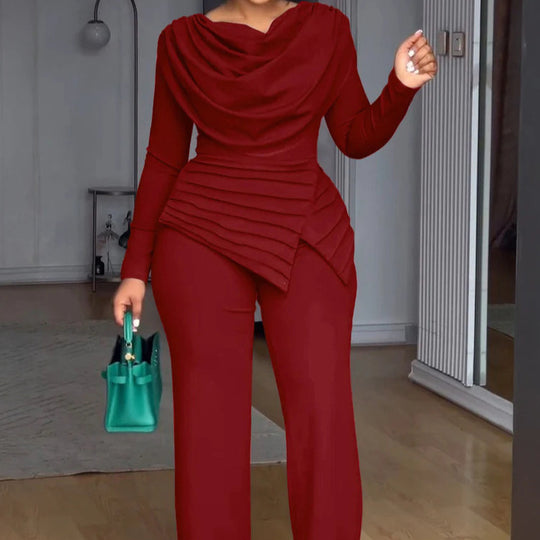 Damen Elegantes Wickel-Jumpsuit mit Drapierung Nord Taschen