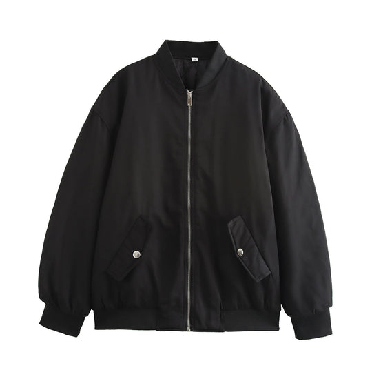 Damen Boxy Bomberjacke im Oversize‑Look mit Reißverschluss und abgeschrägten Pattentaschen Nord Taschen