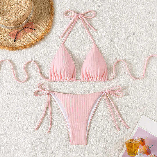 Damen Triangel-Bikini mit verstellbaren Riemen und raffinierten Details