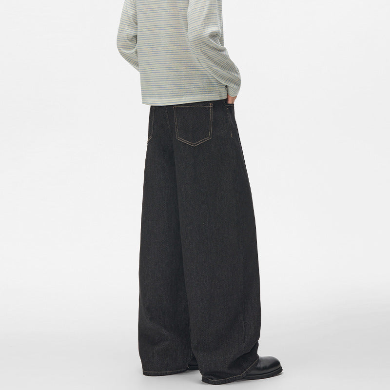 Damen High‑Waist Plissée-Denim-Palazzohose mit ultrabreitem Bein und verlängertem Saum Nord Taschen