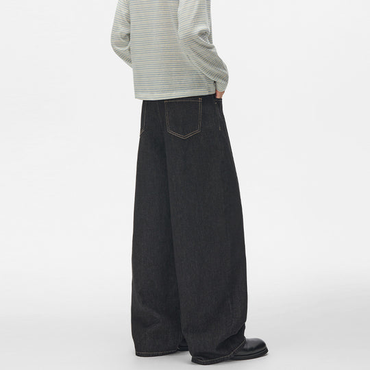 Damen High‑Waist Plissée-Denim-Palazzohose mit ultrabreitem Bein und verlängertem Saum Nord Taschen