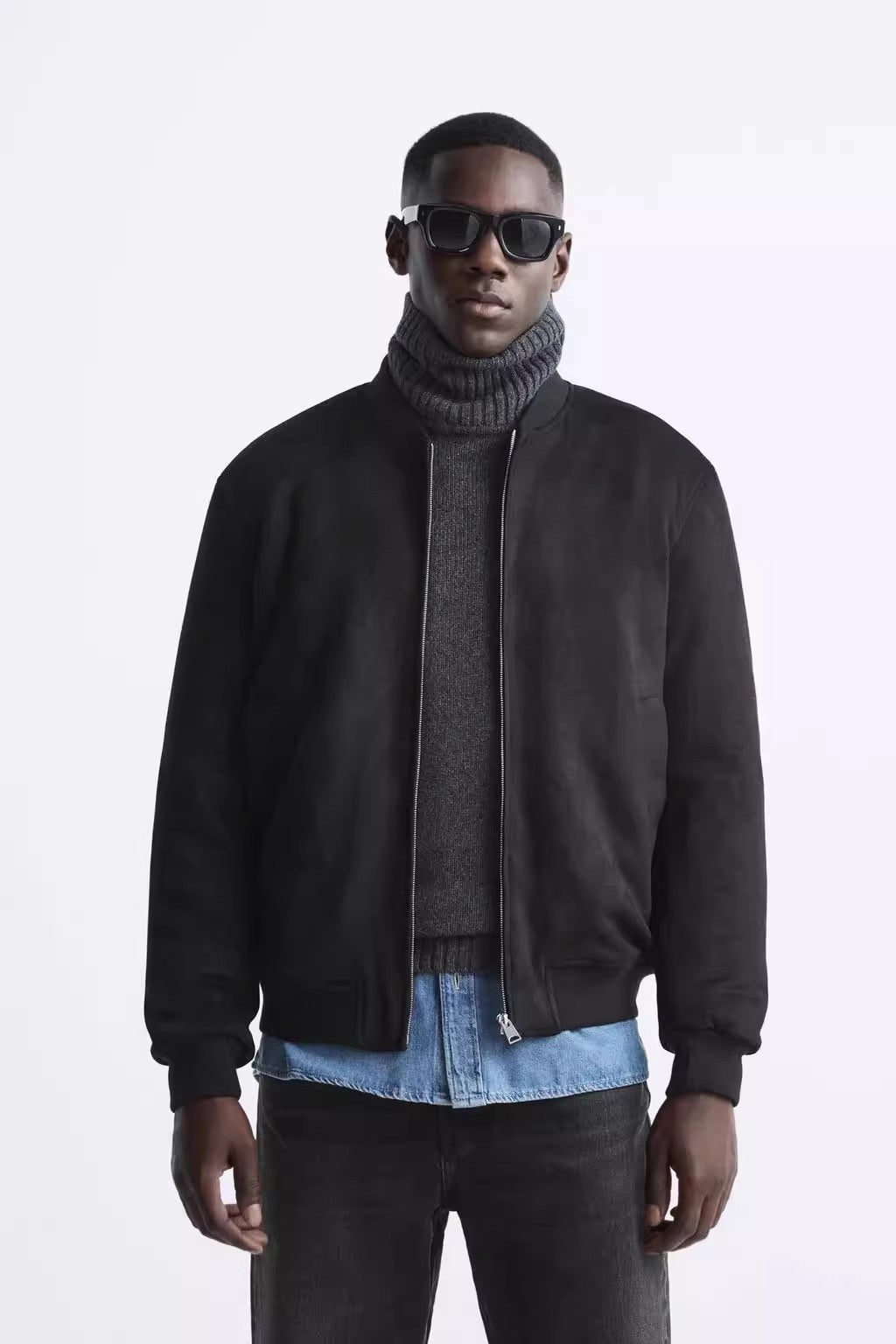 Herren Kurzblouson im minimalistischen Bomberstil mit geripptem Saum Nord Taschen
