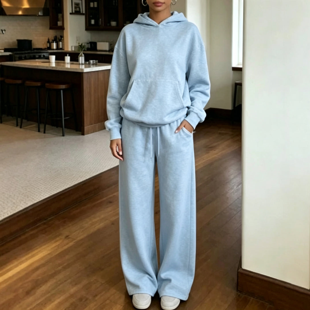 Damen Oversize-Kapuzenpullover und weite Jogginghose-Set aus Bio-Fleece Nord Taschen