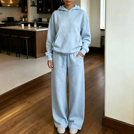 Damen Oversize-Kapuzenpullover und weite Jogginghose-Set aus Bio-Fleece Nord Taschen